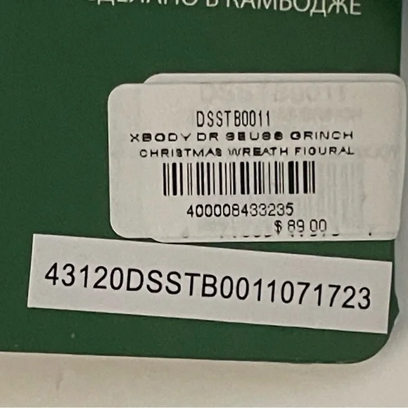 Dr. Seuss' How the Grinch Stole Christmas Wreath Crossbody Bag Red Green - Picture 5 of 12